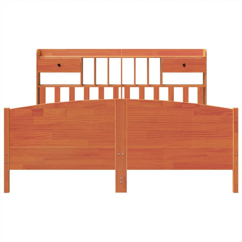 vidaXL Bookcase Bed without Mattress Wax Brown 200x200cm Solid Wood Pine