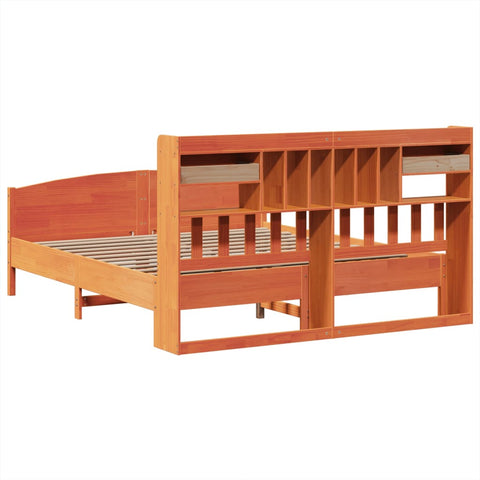 vidaXL Bookcase Bed without Mattress Wax Brown 200x200cm Solid Wood Pine