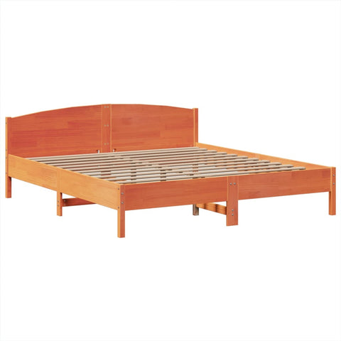 vidaXL Bookcase Bed without Mattress Wax Brown 200x200cm Solid Wood Pine