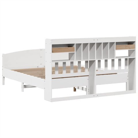 vidaXL Bookcase Bed without Mattress White 180x200 cm Super King Solid Wood Pine