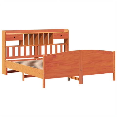 vidaXL Bookcase Bed without Mattress Wax Brown 180x200 cm Super King Solid Wood Pine