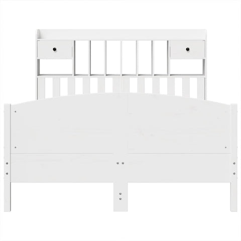vidaXL Bookcase Bed without Mattress White 150x200 cm King Size Solid Wood Pine
