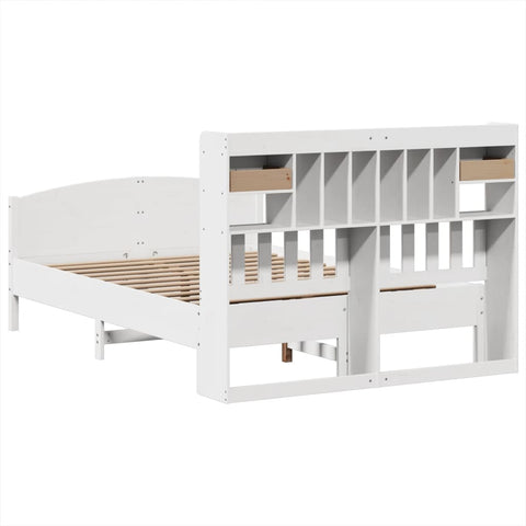 vidaXL Bookcase Bed without Mattress White 140x200cm Solid Wood Pine
