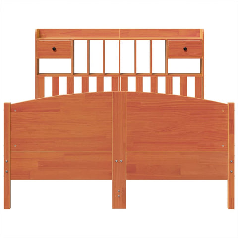 vidaXL Bookcase Bed without Mattress Wax Brown 140x200cm Solid Wood Pine