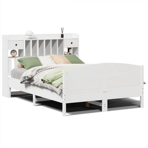 vidaXL Bookcase Bed without Mattress White 140x190cm Solid Wood Pine