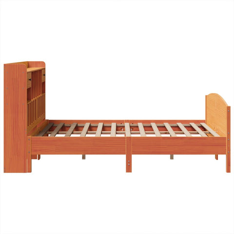 vidaXL Bookcase Bed without Mattress Wax Brown 140x190cm Solid Wood Pine