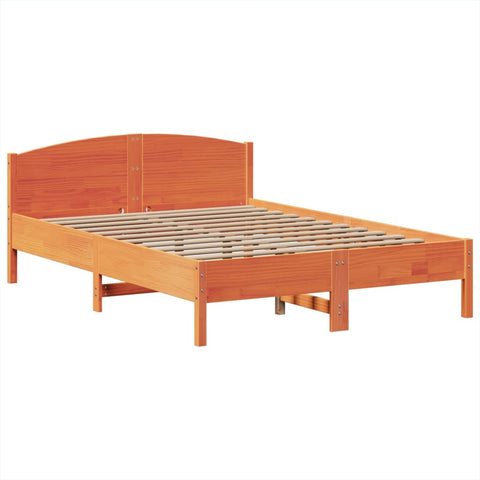 vidaXL Bookcase Bed without Mattress Wax Brown 140x190cm Solid Wood Pine