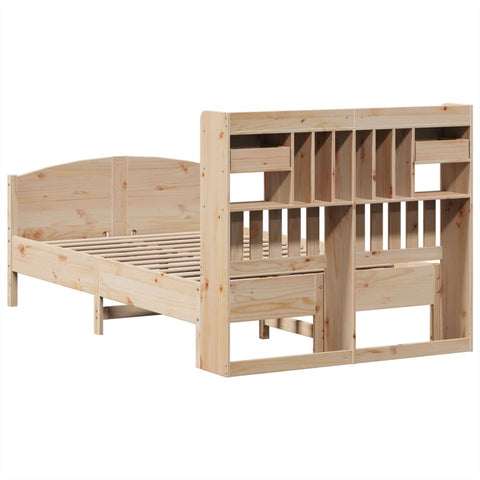 vidaXL Bookcase Bed without Mattress 135x190 cm Double Solid Wood Pine