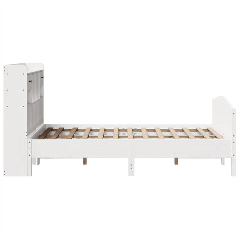 vidaXL Bookcase Bed without Mattress White 135x190 cm Double Solid Wood Pine