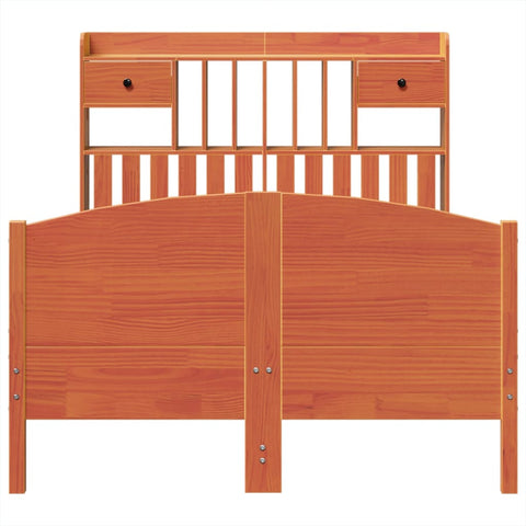 vidaXL Bookcase Bed without Mattress Wax Brown 135x190 cm Double Solid Wood Pine
