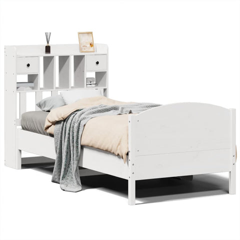 vidaXL Bookcase Bed without Mattress White 90x200cm Solid Wood Pine