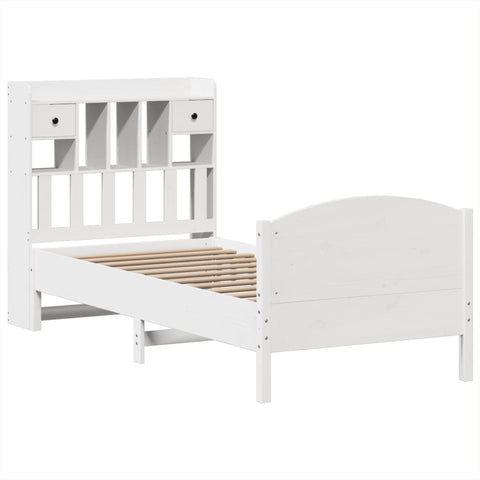 vidaXL Bookcase Bed without Mattress White 90x200cm Solid Wood Pine
