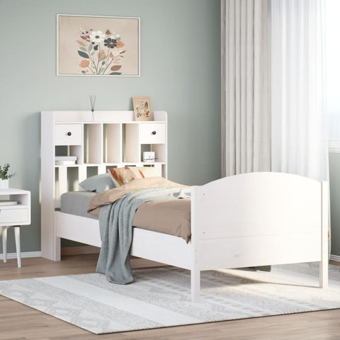 vidaXL Bookcase Bed without Mattress White 90x200cm Solid Wood Pine