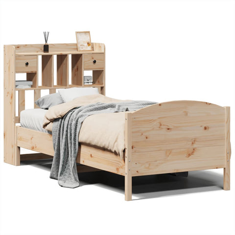vidaXL Bookcase Bed without Mattress 75x190 cm Small Single Solid Wood Pine