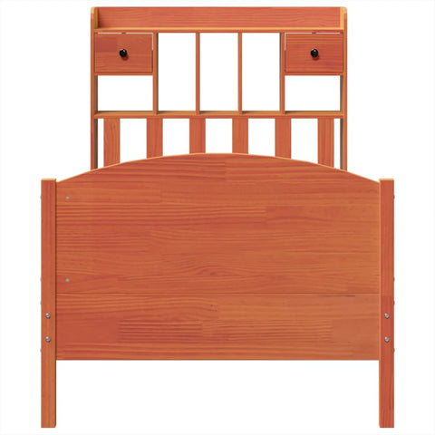 vidaXL Bookcase Bed without Mattress Wax Brown 75x190 cm Small Single Solid Wood Pine