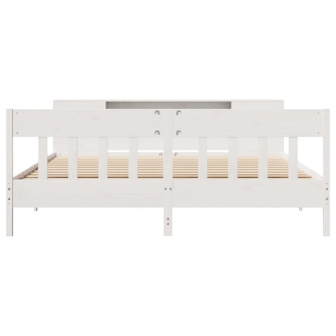 vidaXL Bookcase Bed without Mattress White 200x200cm Solid Wood Pine