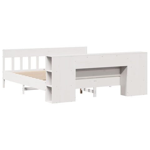vidaXL Bookcase Bed without Mattress White 200x200cm Solid Wood Pine