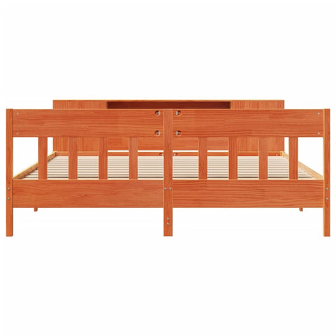 vidaXL Bookcase Bed without Mattress Wax Brown 200x200cm Solid Wood Pine