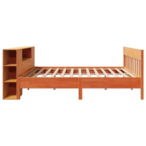 vidaXL Bookcase Bed without Mattress Wax Brown 200x200cm Solid Wood Pine