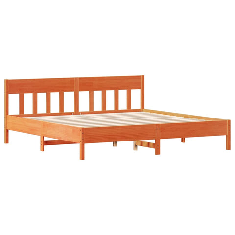 vidaXL Bookcase Bed without Mattress Wax Brown 200x200cm Solid Wood Pine