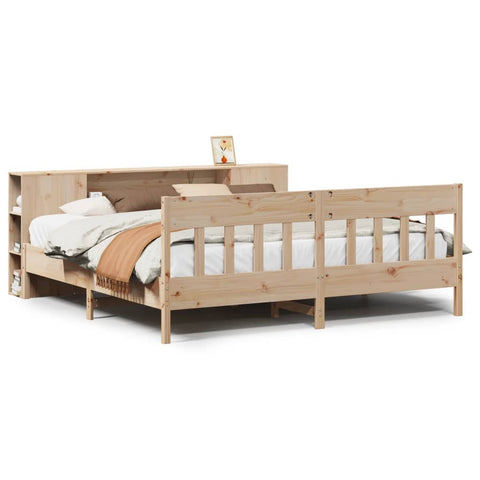 vidaXL Bookcase Bed without Mattress 180x200 cm Super King Solid Wood Pine
