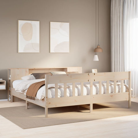 vidaXL Bookcase Bed without Mattress 180x200 cm Super King Solid Wood Pine