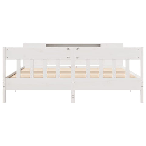 vidaXL Bookcase Bed without Mattress White 180x200 cm Super King Solid Wood Pine