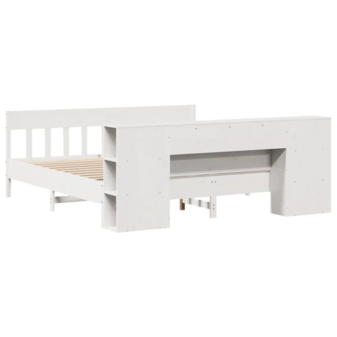 vidaXL Bookcase Bed without Mattress White 180x200 cm Super King Solid Wood Pine