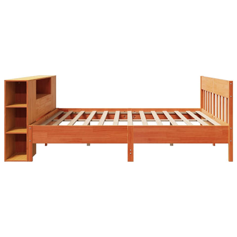 vidaXL Bookcase Bed without Mattress Wax Brown 180x200 cm Super King Solid Wood Pine