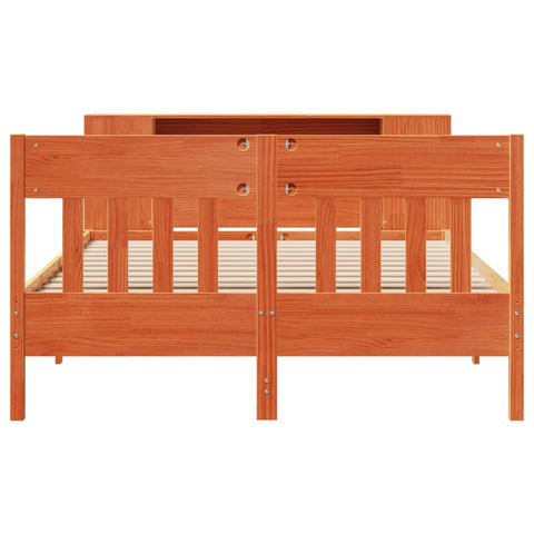 vidaXL Bookcase Bed without Mattress Wax Brown 140x200cm Solid Wood Pine