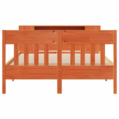 vidaXL Bookcase Bed without Mattress Wax Brown 120x200cm Solid Wood Pine