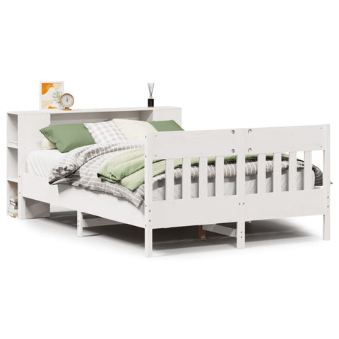 vidaXL Bookcase Bed without Mattress White 135x190 cm Double Solid Wood Pine