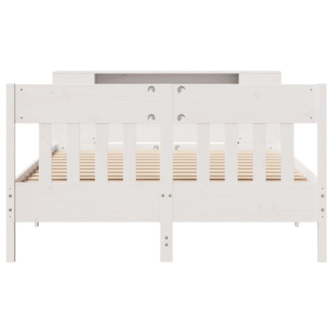 vidaXL Bookcase Bed without Mattress White 135x190 cm Double Solid Wood Pine