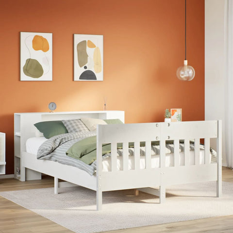 vidaXL Bookcase Bed without Mattress White 135x190 cm Double Solid Wood Pine