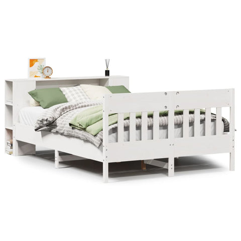 vidaXL Bookcase Bed without Mattress White 120x190 cm Small Double Solid Wood Pine