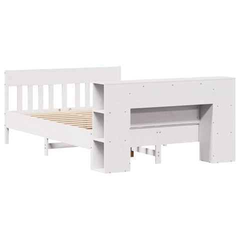 vidaXL Bookcase Bed without Mattress White 120x190 cm Small Double Solid Wood Pine