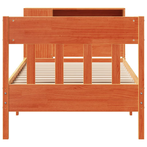 vidaXL Bookcase Bed without Mattress Wax Brown 100x200cm Solid Wood Pine