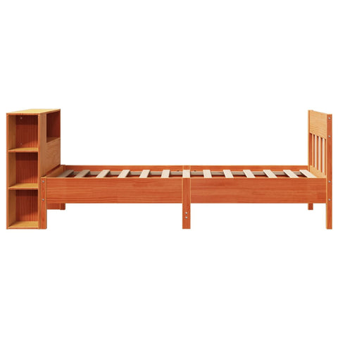 vidaXL Bookcase Bed without Mattress Wax Brown 100x200cm Solid Wood Pine