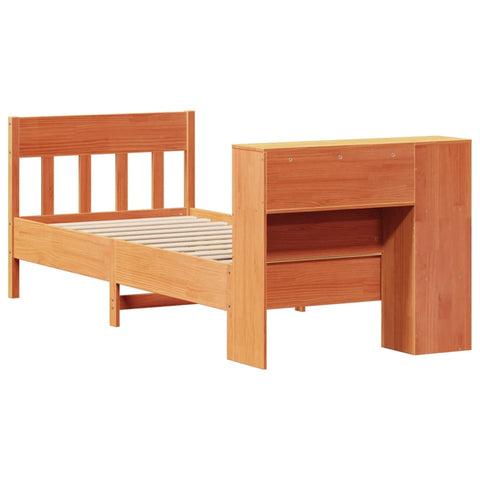 vidaXL Bookcase Bed without Mattress Wax Brown 100x200cm Solid Wood Pine
