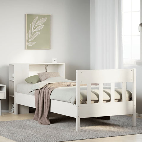 vidaXL Bookcase Bed without Mattress White 90x190 cm Single Solid Wood Pine