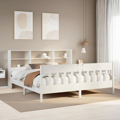 vidaXL Bed Frame without Mattress White 180x200 cm Super King Solid Wood Pine
