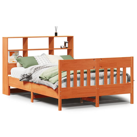 vidaXL Bed Frame without Mattress Wax Brown 140x190 cm Solid Wood Pine
