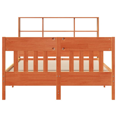 vidaXL Bed Frame without Mattress Wax Brown 140x190 cm Solid Wood Pine