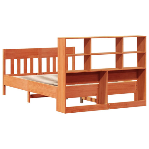 vidaXL Bed Frame without Mattress Wax Brown 140x190 cm Solid Wood Pine