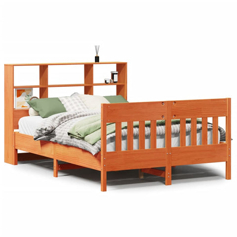 vidaXL Bed Frame without Mattress Wax Brown 135x190 cm Double Solid Wood Pine