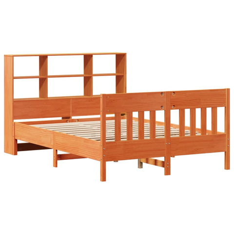 vidaXL Bed Frame without Mattress Wax Brown 135x190 cm Double Solid Wood Pine