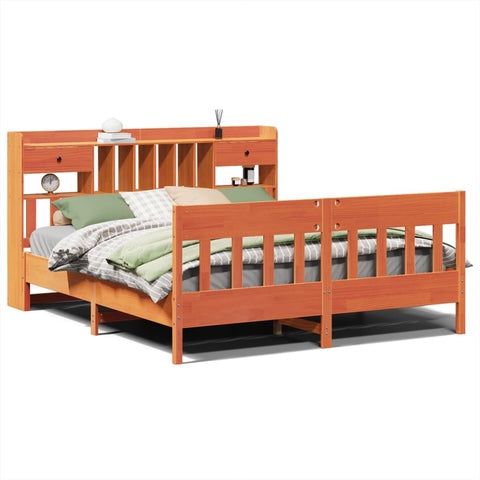 vidaXL Bed Frame without Mattress Wax Brown 200x200 cm Solid Wood Pine