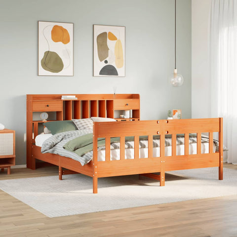 vidaXL Bed Frame without Mattress Wax Brown 200x200 cm Solid Wood Pine