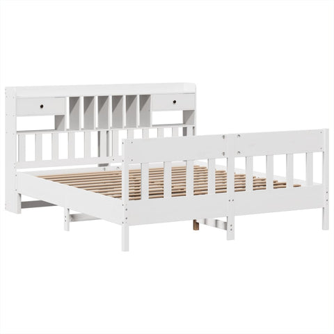 vidaXL Bed Frame without Mattress White 180x200 cm Super King Solid Wood Pine