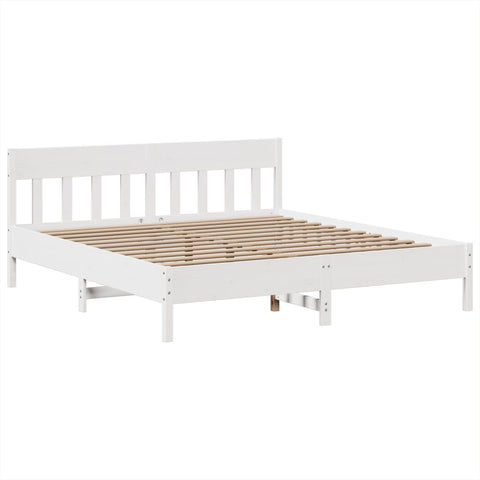 vidaXL Bed Frame without Mattress White 180x200 cm Super King Solid Wood Pine